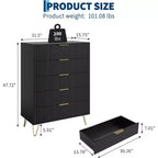 Cassettiera a 5 cassetti scanalata, comò moderno largo 32" con maniglie in metallo, organizer per vestiti, porta TV