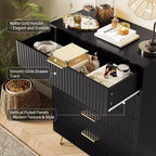 Cassettiera a 5 cassetti scanalata, comò moderno largo 32" con maniglie in metallo, organizer per vestiti, porta TV