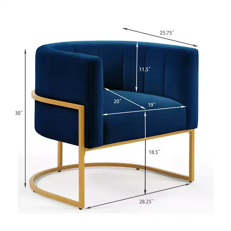 Poltrona in velluto con cuscino, base in metallo dorato, sedia da trucco imbottita con schienale curvo