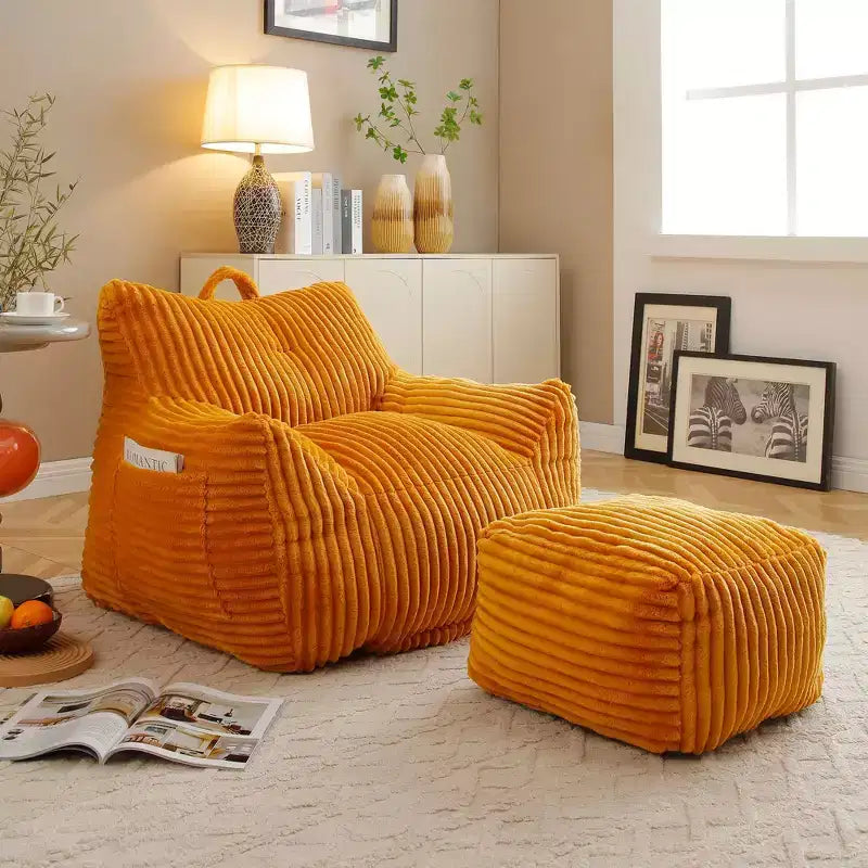 Okak Giant Bean Bag Chair with Ottoman, Floor Sofa Chair Lounge Chair with Arms, Gaming Bean Bag Chairs for Adults for Living Room