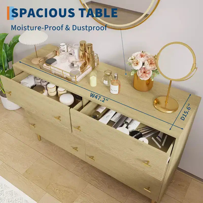 Cassettiera a 6 cassetti per camera da letto, comò in legno da 47W con maniglie a barra, organizer per vestiti, mobile TV per soggiorno