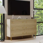 6 Drawer Dresser for Bedroom, 47W Wood Chest of Drawers with Bar Handles, Clothes Storage Organizer, Dresser TV Stand for Living Room