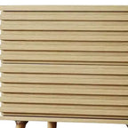 Comodino a due cassetti 23" in legno massiccio naturale con texture a coste