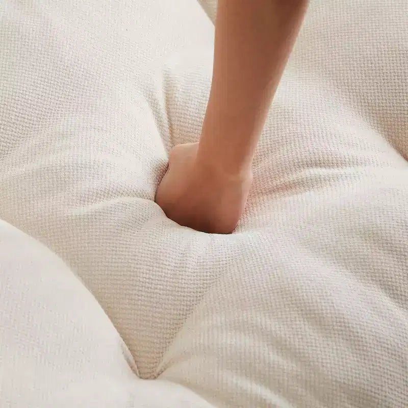 Divanetto a due posti moderno in ciniglia da 238 cm, profondo, imbottito e soffice, per soggiorno