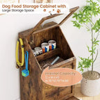 Stazione pappa per cani con 2 ciotole rialzate, mobile per cibo per animali domestici, mobiletto porta cibo per cani con coperchio a ribalta, ampio organizer porta giochi per animali con 3 ganci