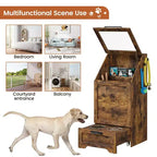 Stazione pappa per cani con 2 ciotole rialzate, mobile per cibo per animali domestici, mobiletto porta cibo per cani con coperchio a ribalta, ampio organizer porta giochi per animali con 3 ganci