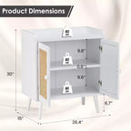 Mobile credenza per buffet, credenza da cucina con ante in rattan e striscia deflettore sul piano