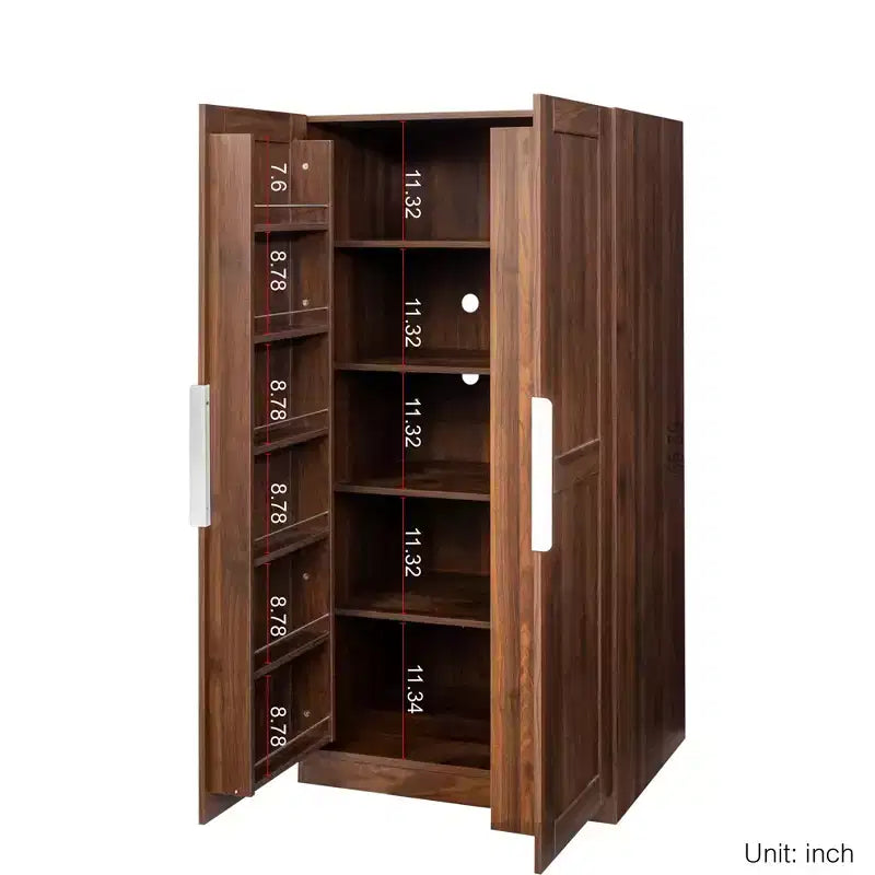 Dispensa da cucina da 160 cm, credenza a buffet autoportante con ante e ripiani per soggiorno e sala da pranzo