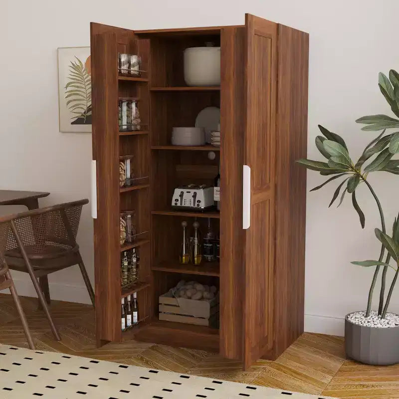 Dispensa da cucina da 160 cm, credenza a buffet autoportante con ante e ripiani per soggiorno e sala da pranzo