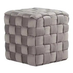 Pouf Ottomano Intrecciato Quadrato da 40 cm, Lussuoso Poggiapiedi d'Appoggio in Velluto per Soggiorno e Toilette, Capacità 113 kg