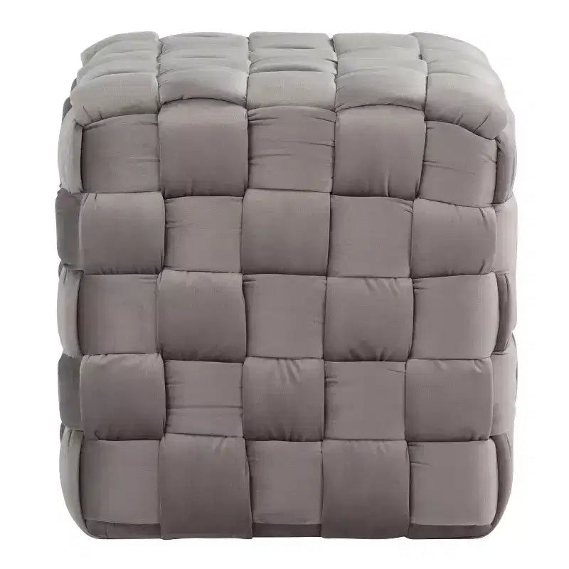 Pouf Ottomano Intrecciato Quadrato da 40 cm, Lussuoso Poggiapiedi d'Appoggio in Velluto per Soggiorno e Toilette, Capacità 113 kg