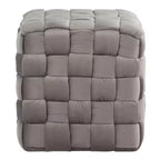 Pouf Ottomano Intrecciato Quadrato da 40 cm, Lussuoso Poggiapiedi d'Appoggio in Velluto per Soggiorno e Toilette, Capacità 113 kg