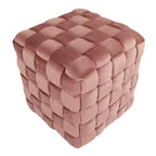 Pouf Ottomano Intrecciato Quadrato da 40 cm, Lussuoso Poggiapiedi d'Appoggio in Velluto per Soggiorno e Toilette, Capacità 113 kg