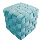 Pouf Ottomano Intrecciato Quadrato da 40 cm, Lussuoso Poggiapiedi d'Appoggio in Velluto per Soggiorno e Toilette, Capacità 113 kg