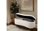 Panca Pouf da Fondo Letto da 48" in Peluche Boucle con Contenitore e Gambe in Legno, Capacità 181 kg