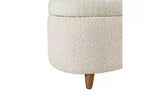 Panca Pouf da Fondo Letto da 48" in Peluche Boucle con Contenitore e Gambe in Legno, Capacità 181 kg