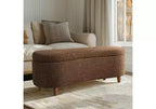 Panca Pouf da Fondo Letto da 48" in Peluche Boucle con Contenitore e Gambe in Legno, Capacità 181 kg