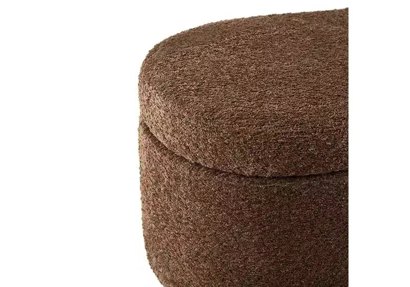 Panca Pouf da Fondo Letto da 48" in Peluche Boucle con Contenitore e Gambe in Legno, Capacità 181 kg
