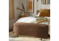 Panca Pouf da Fondo Letto da 48" in Peluche Boucle con Contenitore e Gambe in Legno, Capacità 181 kg