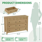 Cassettiera a 6/7 cassetti, cassettiera in legno con pannelli scanalati, organizer contenitore