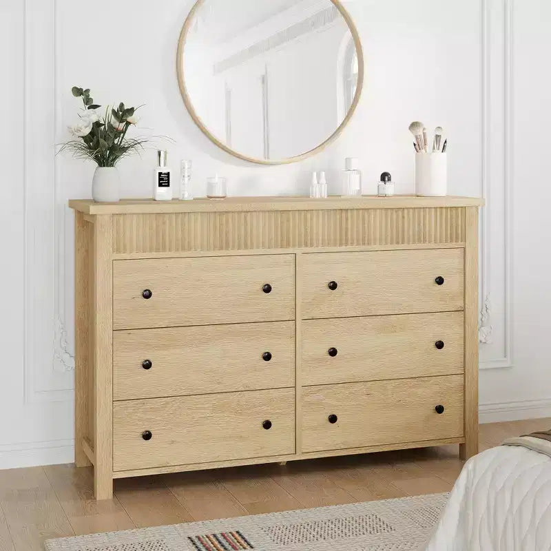 COZONY 6/7 Drawer Dresser, Wooden Chest of Drawers with Fluted Panels, Storage Organizer for Living Room Bedroom