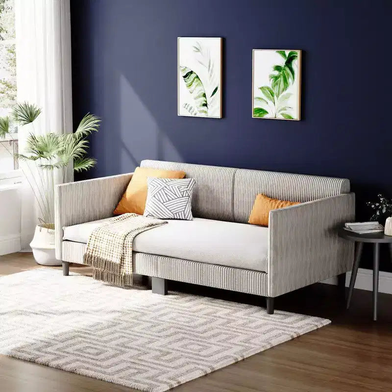 Karl Home Twin Daybed Corduroy Upholstered Guest Bed Comfy Sleeper Couch Sofa Bed
