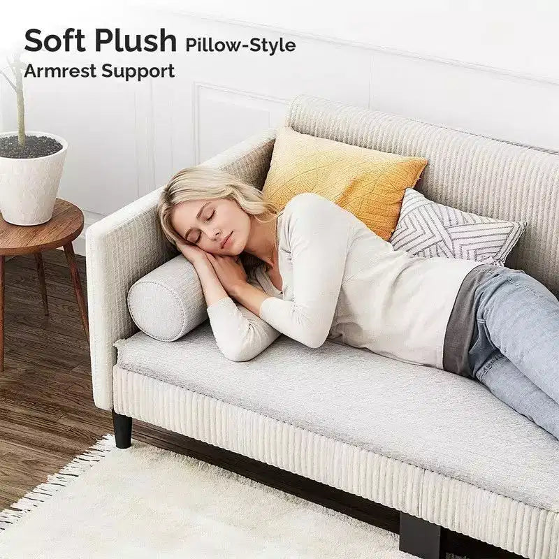 Daybed singolo imbottito in velluto a coste, comodo divano letto per gli ospiti