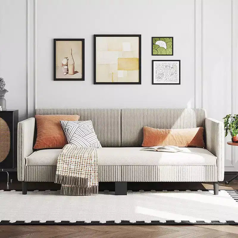 Daybed singolo imbottito in velluto a coste, comodo divano letto per gli ospiti