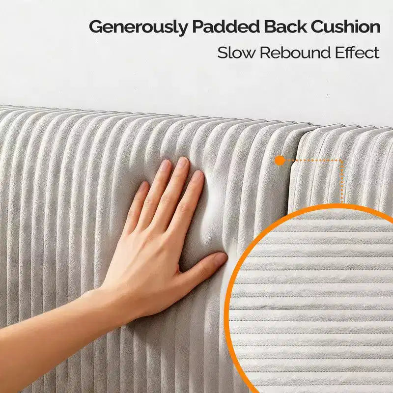 Daybed singolo imbottito in velluto a coste, comodo divano letto per gli ospiti