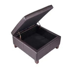 VEVOR 28 in Square Leather Ottoman with Storage, Upholstered Tufted Button Coffee Table Ottoman with Flip-Top Design, PU Leather, Dark Brown