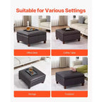 Pouf quadrato in pelle da 28" con contenitore, pouf/tavolino capitonné con coperchio ribaltabile, pelle PU, marrone scuro