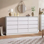 Comodino a 5-12 cassetti per camera da letto, Comodino grande doppio con cassetti profondi e piano largo, Cassettiera alta in legno