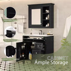 Mobile bagno da 75 cm con lavabo, mobiletto da bagno con cassetti e specchio, armadietto a specchio da bagno