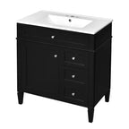 Mobile bagno da 75 cm con lavabo, mobiletto da bagno con cassetti e specchio, armadietto a specchio da bagno