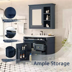 Mobile bagno da 75 cm con lavabo, mobiletto da bagno con cassetti e specchio, armadietto a specchio da bagno