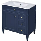 Mobile bagno da 75 cm con lavabo, mobiletto da bagno con cassetti e specchio, armadietto a specchio da bagno
