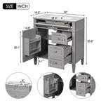 Mobile bagno da 75 cm con lavabo, mobiletto da bagno con cassetti e specchio, armadietto a specchio da bagno