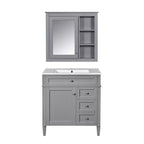 Mobile bagno da 75 cm con lavabo, mobiletto da bagno con cassetti e specchio, armadietto a specchio da bagno