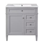 Mobile bagno da 75 cm con lavabo, mobiletto da bagno con cassetti e specchio, armadietto a specchio da bagno