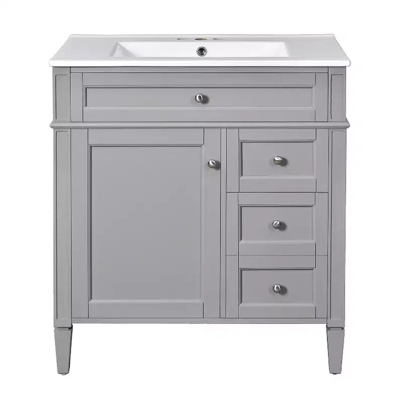 Mobile bagno da 75 cm con lavabo, mobiletto da bagno con cassetti e specchio, armadietto a specchio da bagno