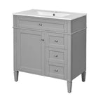 Mobile bagno da 75 cm con lavabo, mobiletto da bagno con cassetti e specchio, armadietto a specchio da bagno