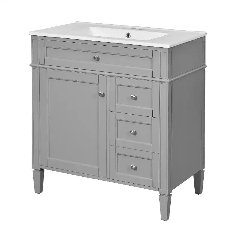 Mobile bagno da 75 cm con lavabo, mobiletto da bagno con cassetti e specchio, armadietto a specchio da bagno