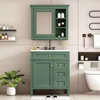 Mobile bagno da 75 cm con lavabo, mobiletto da bagno con cassetti e specchio, armadietto a specchio da bagno