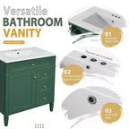 Mobile bagno da 75 cm con lavabo, mobiletto da bagno con cassetti e specchio, armadietto a specchio da bagno