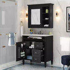 Mobile bagno da 75 cm con lavabo, mobiletto da bagno con cassetti e specchio, armadietto a specchio da bagno
