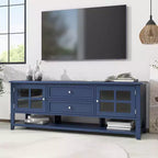 Mobile TV Mid-Century con 2 ante in vetro e 2 cassetti, Centro Intrattenimento Minimalista per TV fino a 60", Consolle Robusta per Soggiorno e Camera da Letto