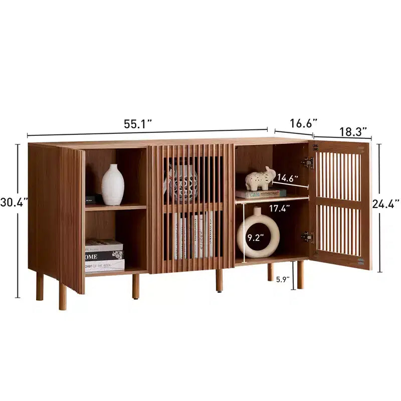 Credenza moderna con ripiani aperti per sala da pranzo e ingresso, organizer di grande capacità