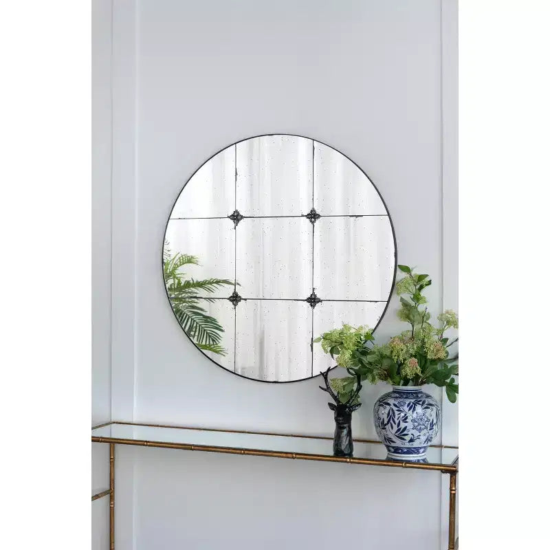 36 Inch Traditional Round Antique Glass Wall Mirror
