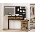 Makeup Vanity Desk with Sliding Mirror and Lights, Large Dressing Table with Charging Station,3 Lighting Modes, 5 Drawers and 3 Tiers of Open Shelves