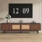 PexFix Mid Century Modern TV Stand for 80 TVs Entertainment Center with Sliding Doors and Drawers TV Table with Storage for Living Room/Bedroom Brown